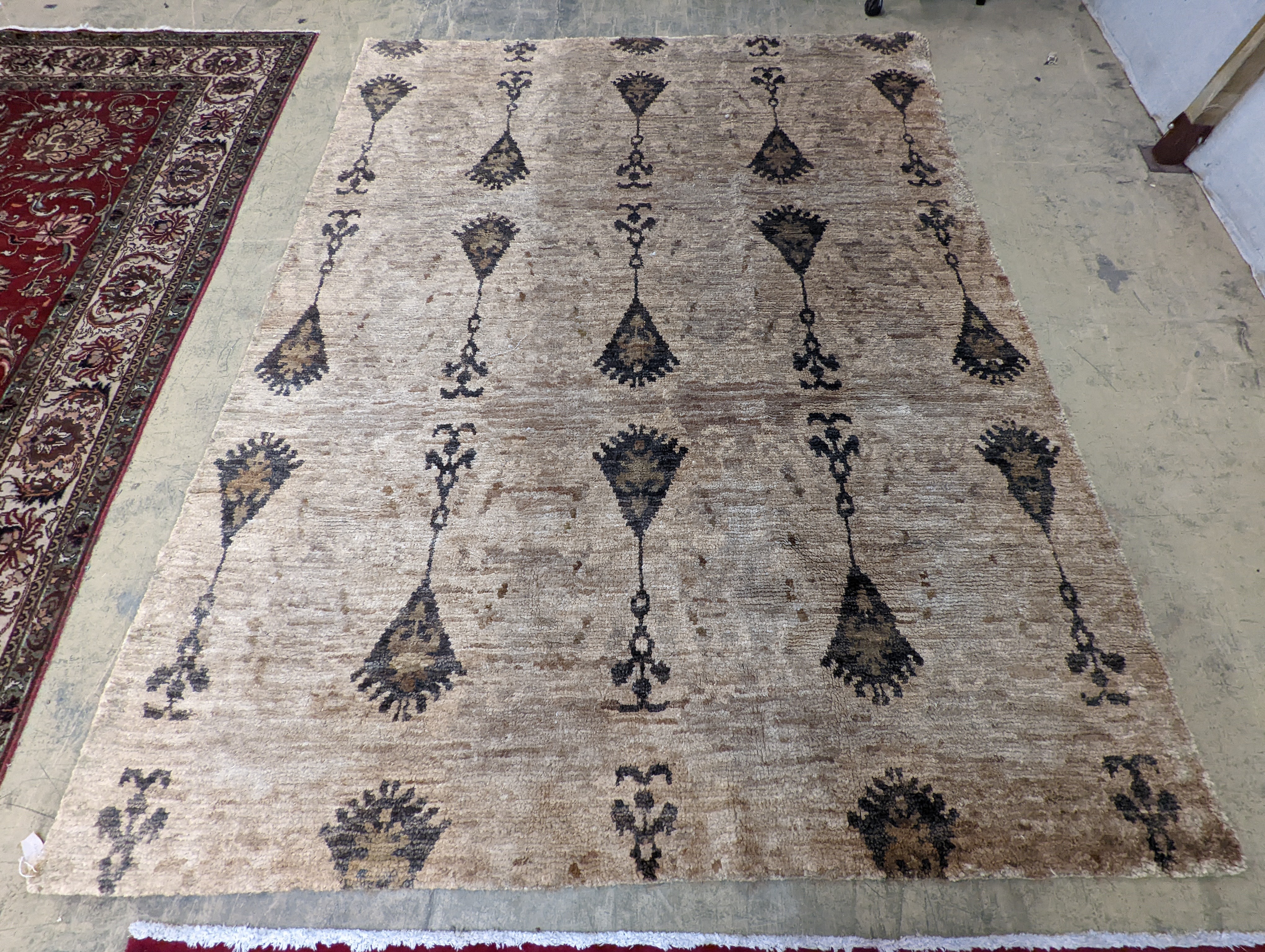 A contemporary Ikat design Jute carpet, 300 x 240cm